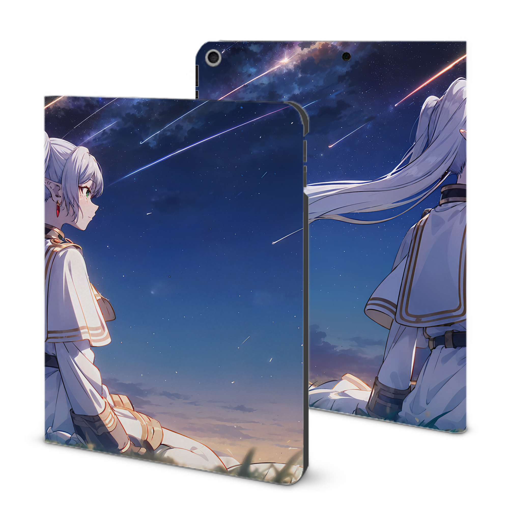 （画像用） 葬送のフリーレン Frieren IPad ケース ブック型 PUレザー TPU 耐衝撃 軽量 薄型 ペン収納なし 全面保護 IPad 各モデル対応